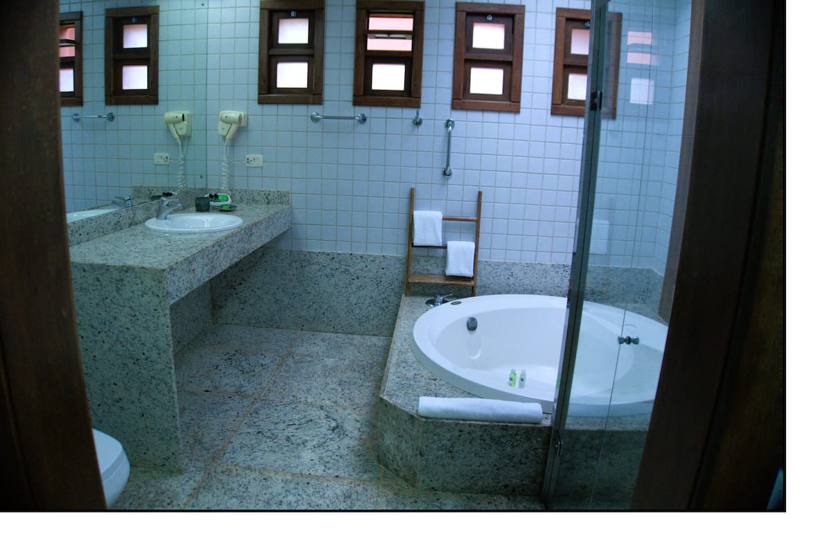 bungalow, private pool | bathroom | separate bathtub and shower, free toiletries, hair dryer, towels