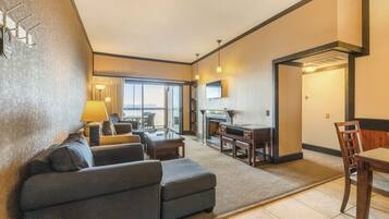 Een 40-inch flatscreentelevisie met kabelzenders en televisie