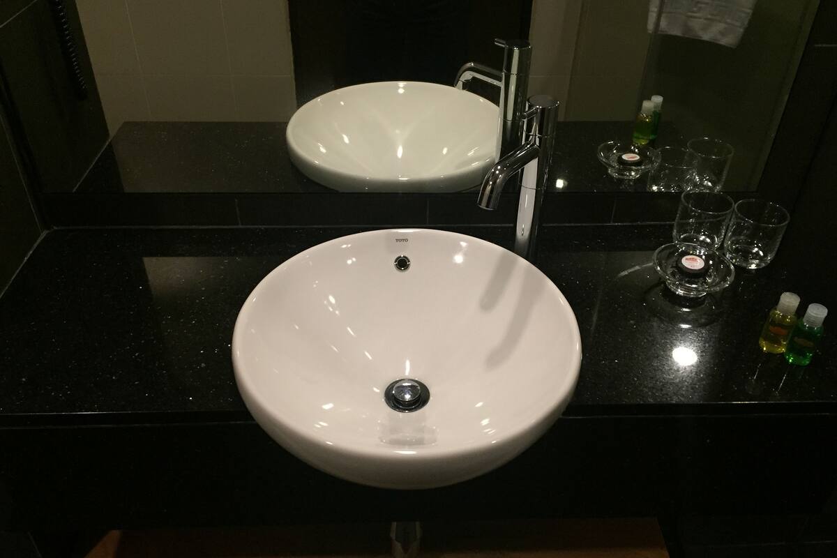 shower, free toiletries, hair dryer, bidet