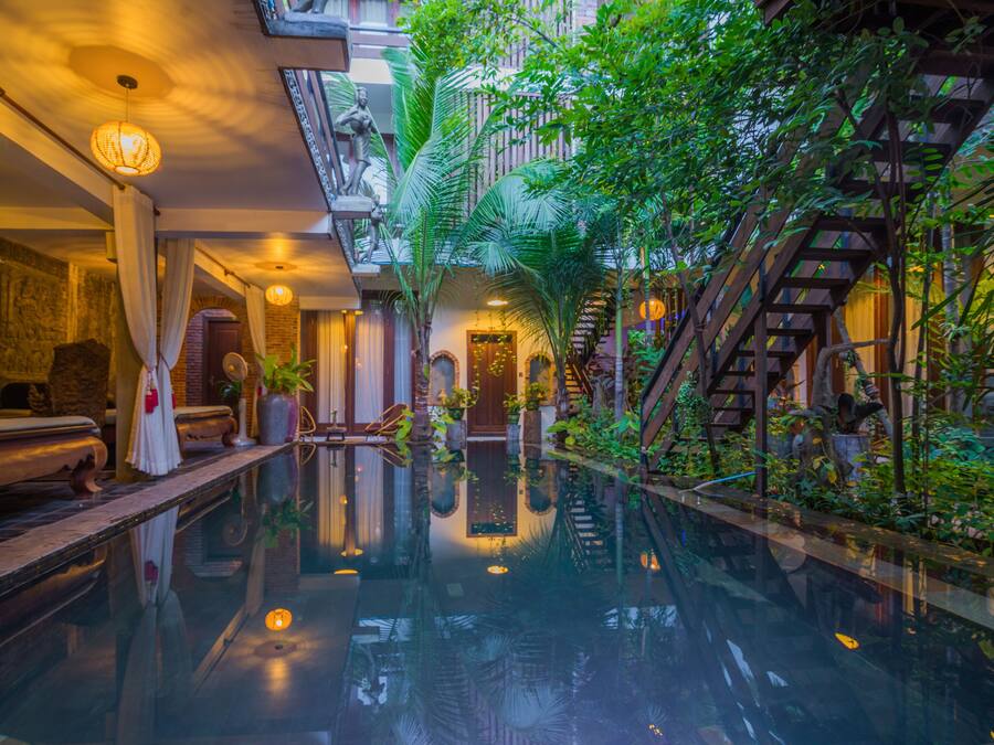 Outdoor pool, pool umbrellas