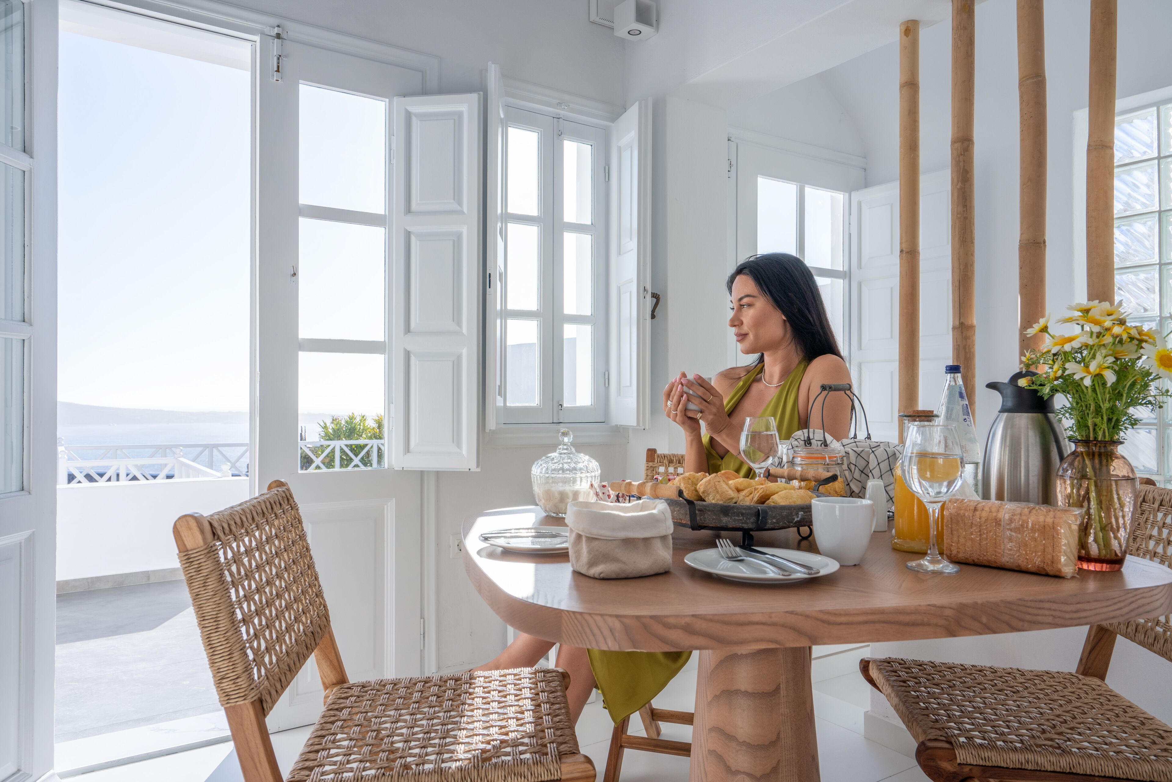 swinging sunset: 3 bedroom villa sunset & sea view with private infinity pool & hot tub | dining room