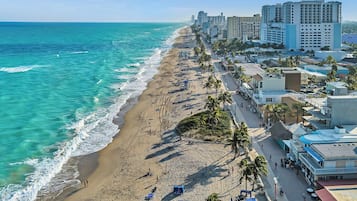 On the beach, white sand