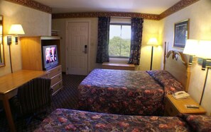 Desk, blackout curtains, free WiFi, bed sheets