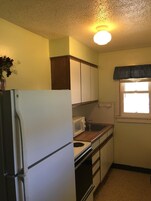 Fridge, microwave, coffee/tea maker