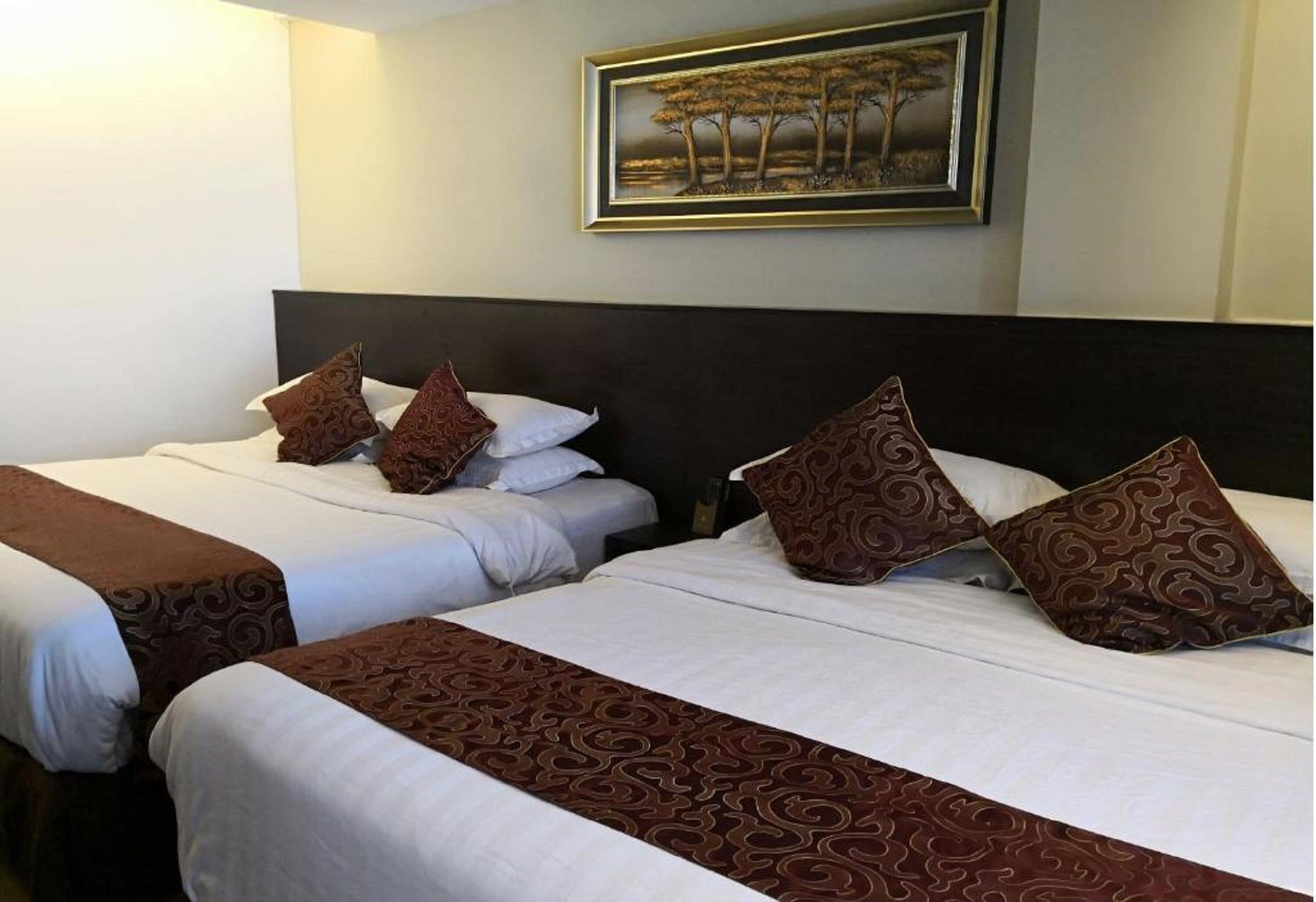 Premium bedding, Tempur-Pedic beds, desk, laptop workspace