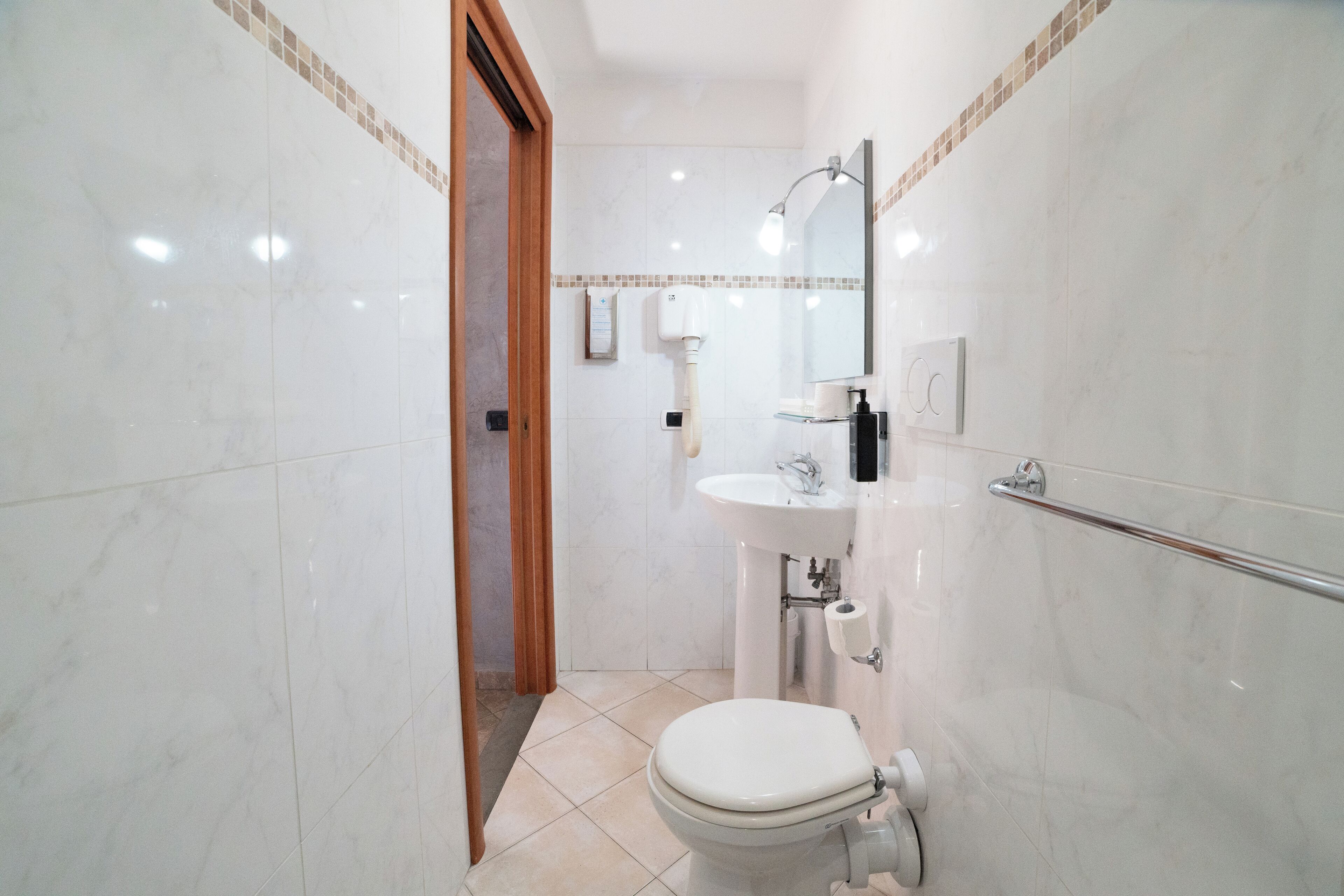 shower, rainfall showerhead, designer toiletries, hair dryer