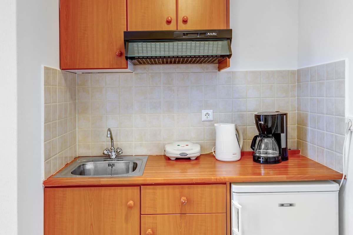 apartment, terrace | private kitchen | fridge, coffee/tea maker, electric kettle