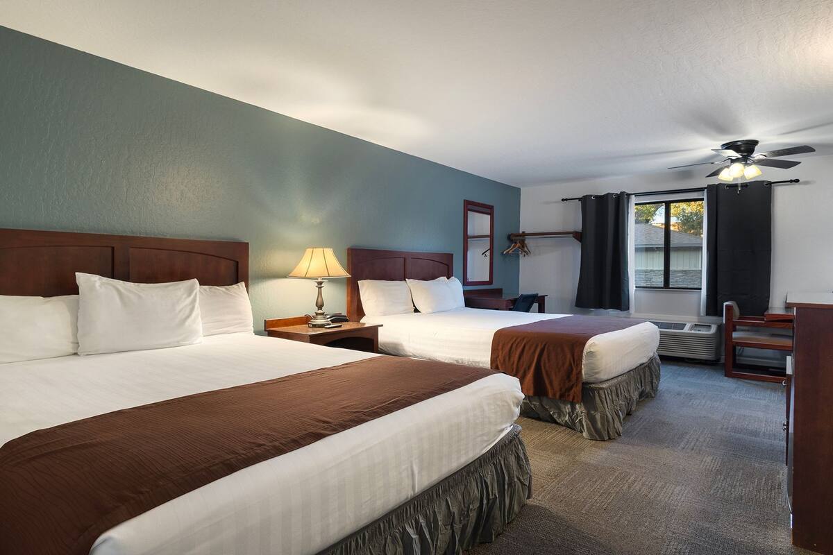 standard room, 2 queen beds | 1 bedroom, desk, iron/ironing board, free wifi
