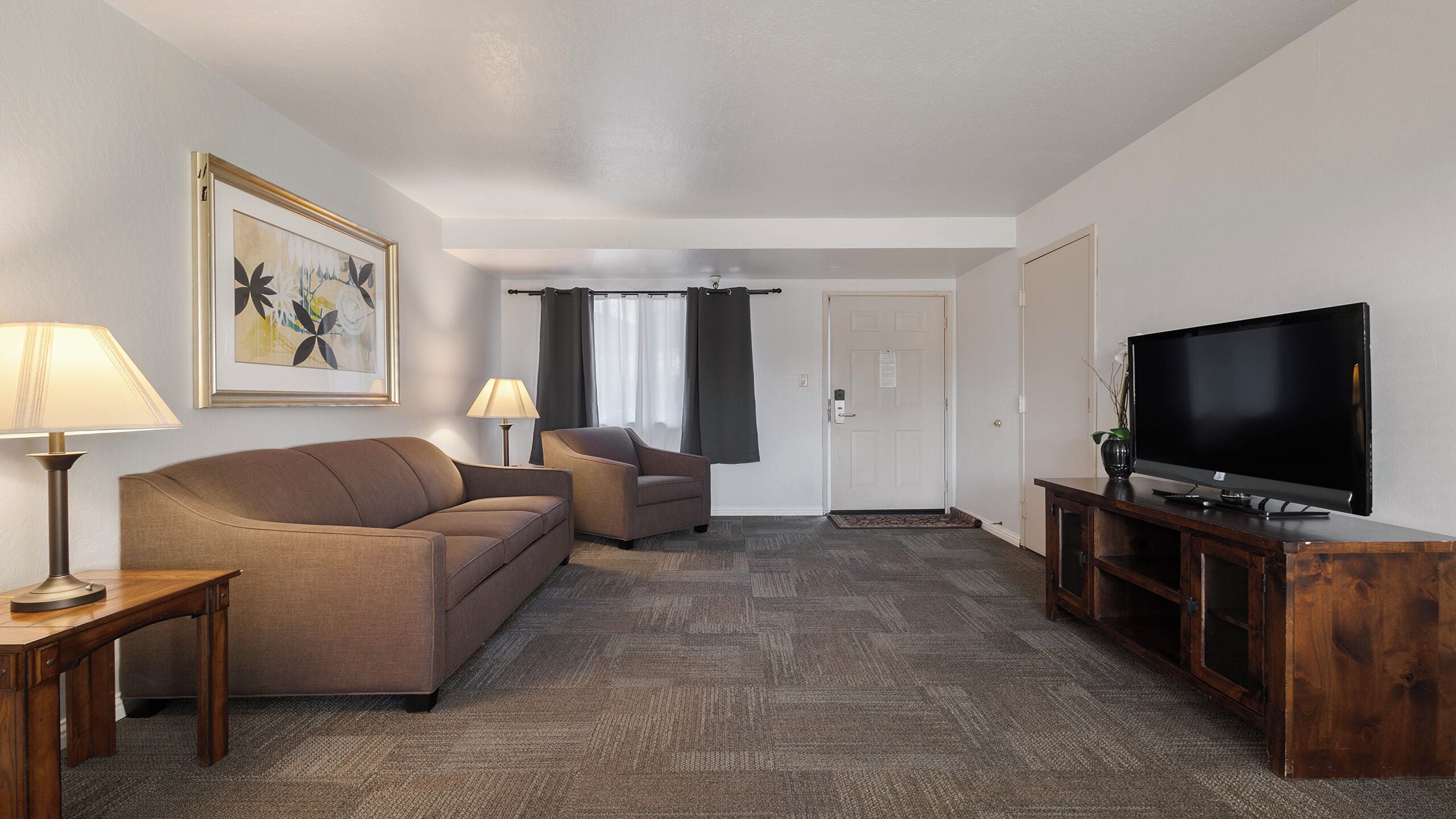 premier suite, 1 king bed with sofa bed | living area | 37-inch tv with cable channels