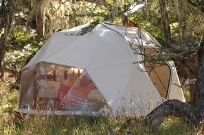 Panoramic Tent, 2 Twin Beds | Down comforters, rollaway beds