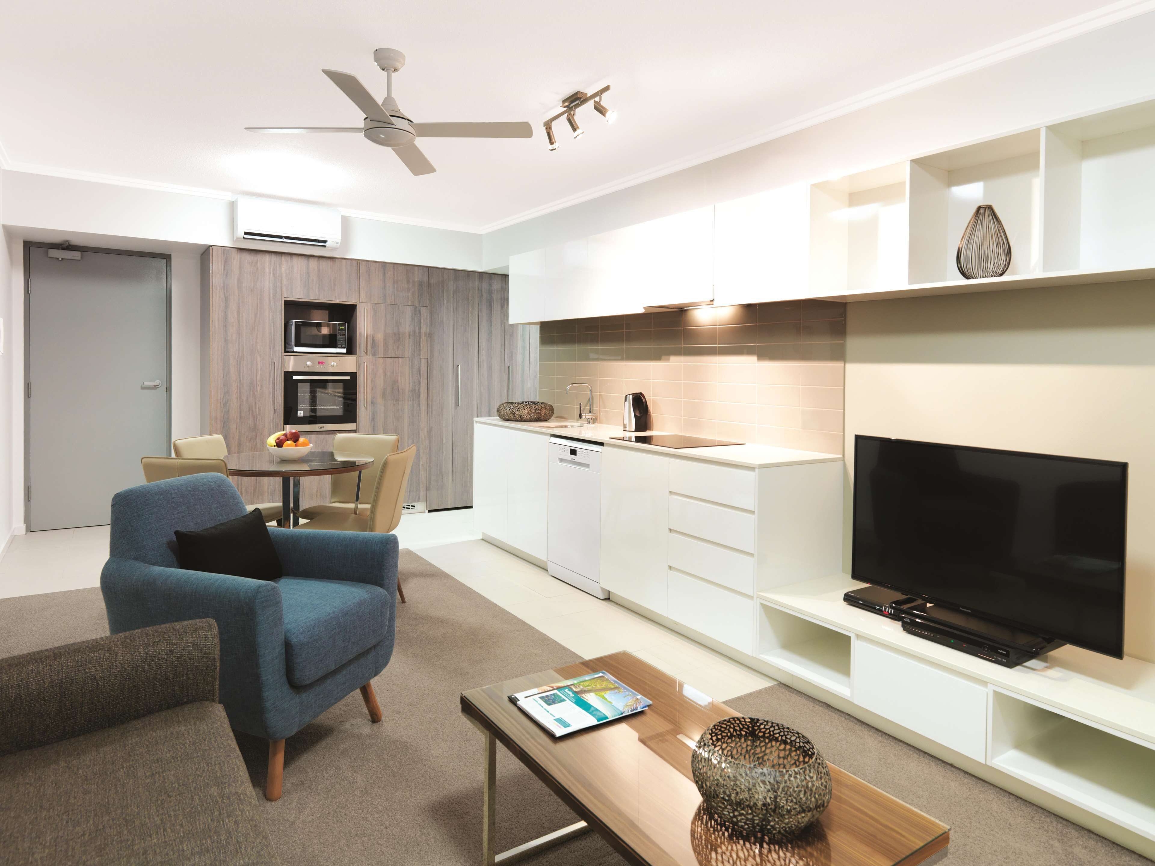 fridge, microwave, electric kettle