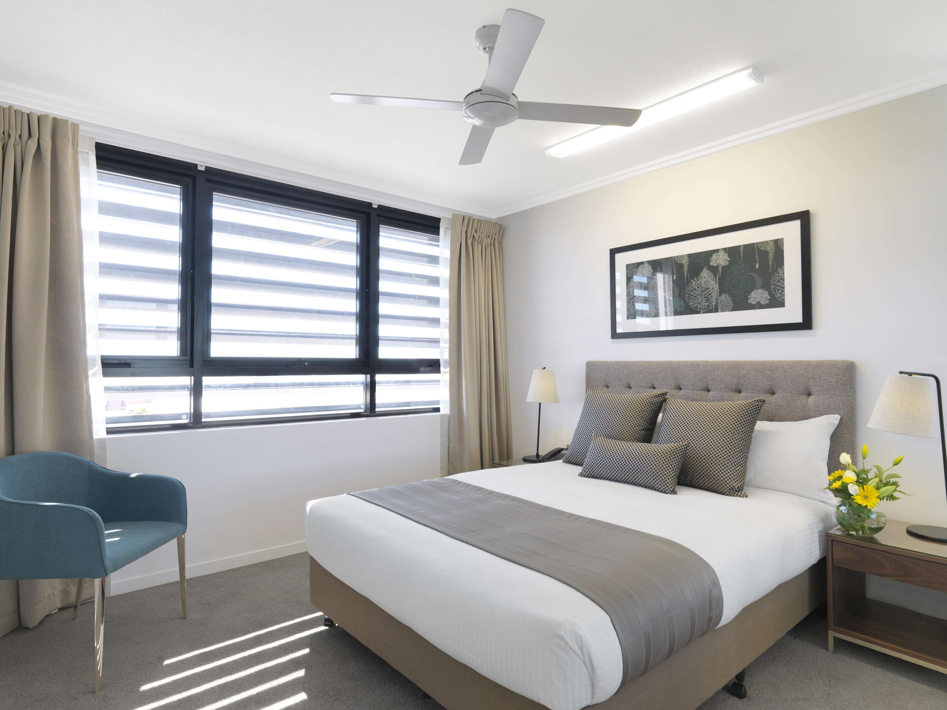 2 bedrooms, desk, laptop workspace, iron/ironing board