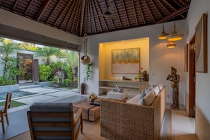 Arjuna 1 Bedroom Villa with Private Pool | Living area | TV, DVD player, iPod dock
