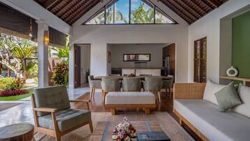 Phòng Tiêu chuẩn, bếp (2 Bedrm villa + pool) | Khu phòng khách | TV, đầu đĩa DVD, iPod dock