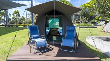 Deluxe Waterfront Camping Package (all linen, quilts, towels and bedding provided for 2 persons) | View from room