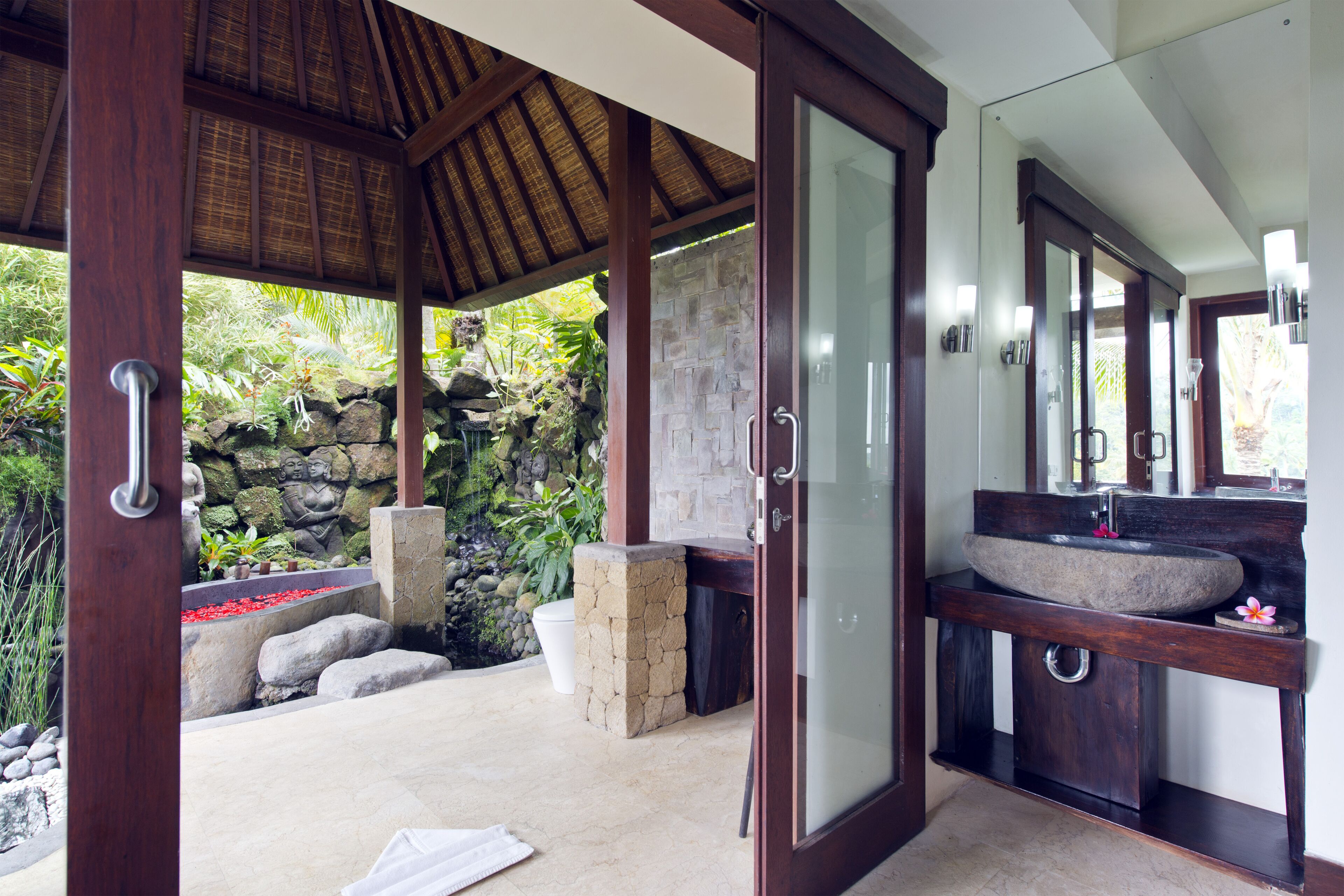 one bedroom suite rice field view upper level | bathroom | separate bathtub and shower, free toiletries, hair dryer, bathrobes