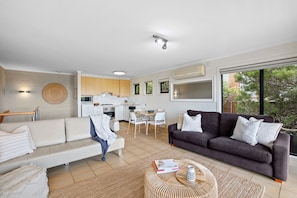 Beachfront Apartment 2, 2 Bedrooms, Kitchen, Bathroom, Non Smoking | Living area | TV, DVD player