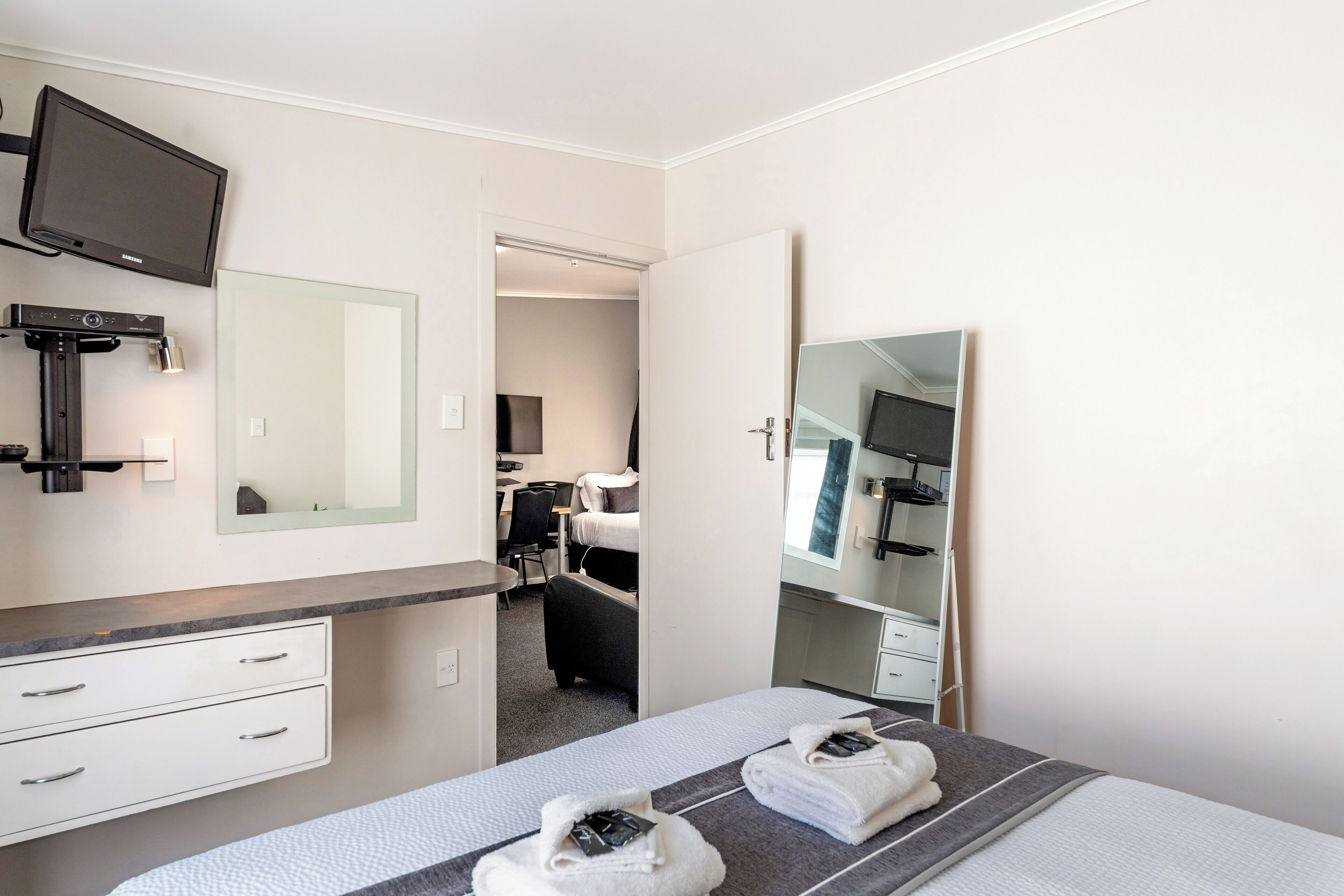 Egyptian cotton sheets, premium bedding, desk, laptop workspace