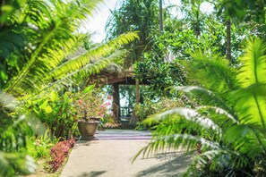 A pathway surrounded by lush greenery and a thatched structure. - Koh Jum Beach Villas (Nuea Khlong)