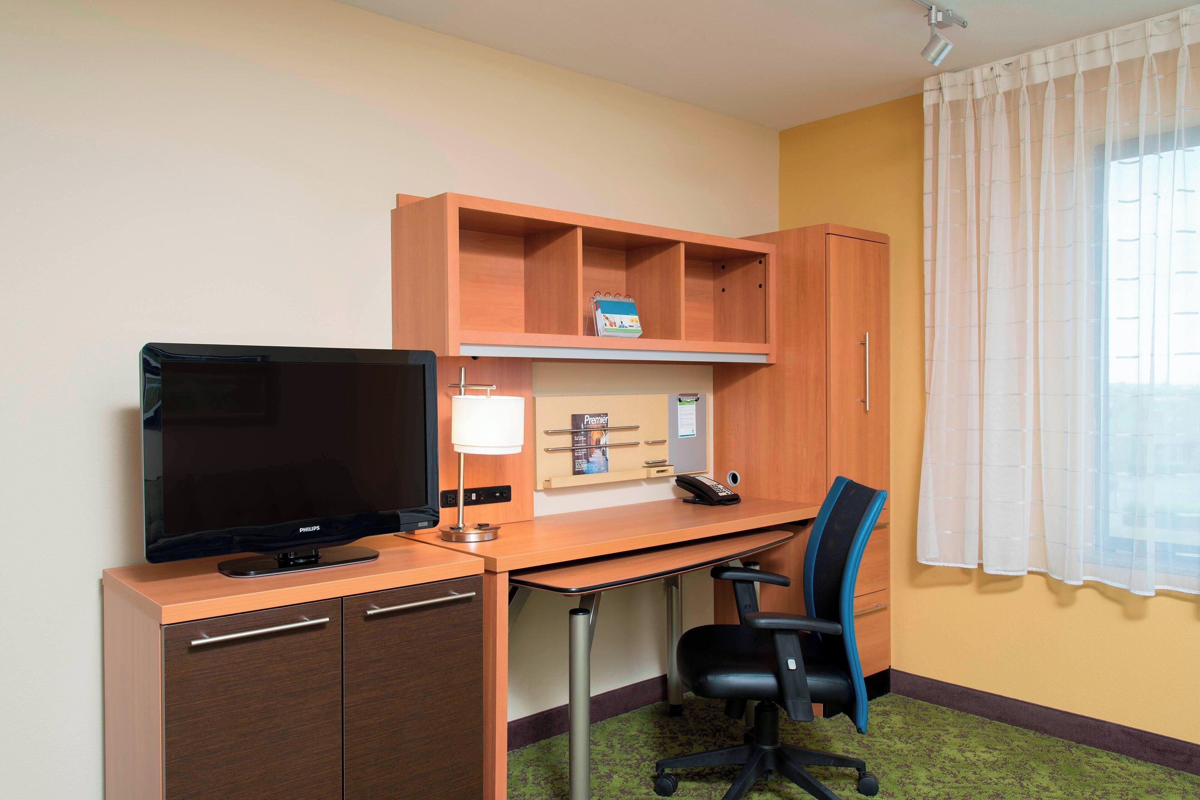 desk, blackout curtains, iron/ironing board, free wifi