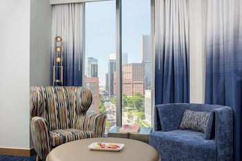 Suite, 1 King Bed (Museum View) | Living area | 44-inch LCD TV with digital channels, TV at The Art Hotel Denver, Curio Collection by Hilton