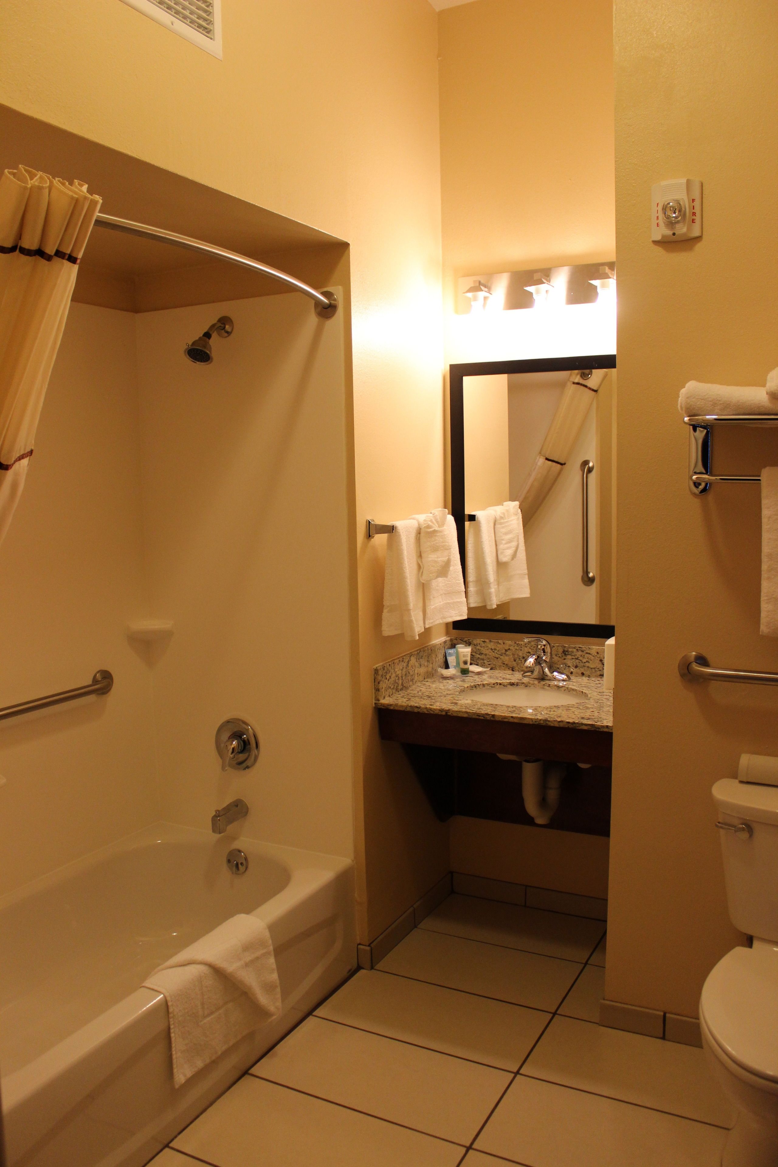 free toiletries, hair dryer, towels