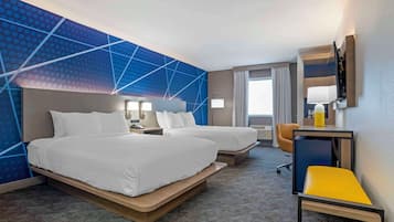 Standard Room, 2 Queen Beds, Non Smoking | Desk, laptop workspace, blackout curtains, iron/ironing board