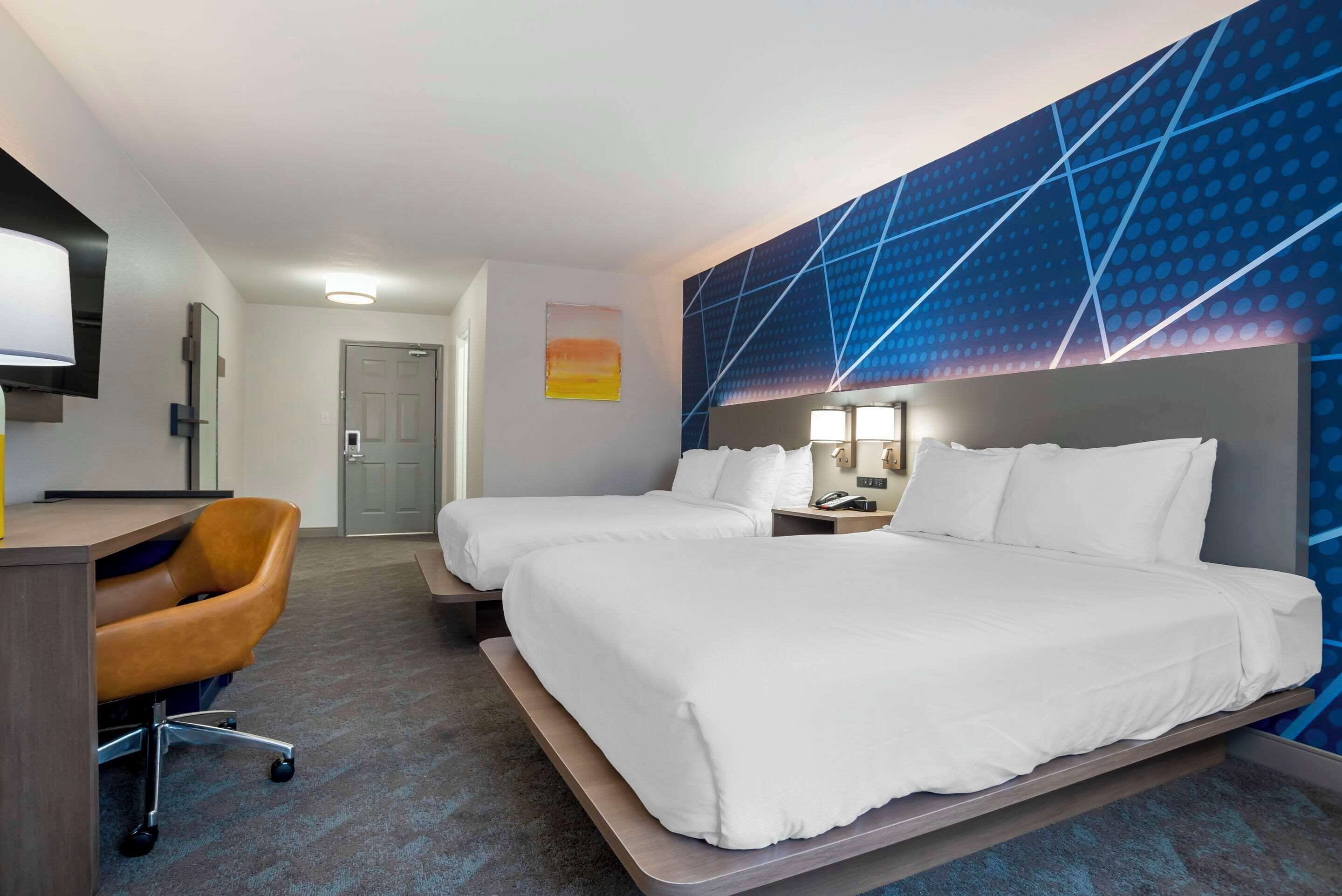 Standard Room, 2 Queen Beds, Non Smoking | Desk, laptop workspace, blackout curtains, iron/ironing board