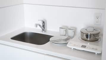 Fridge, electric kettle