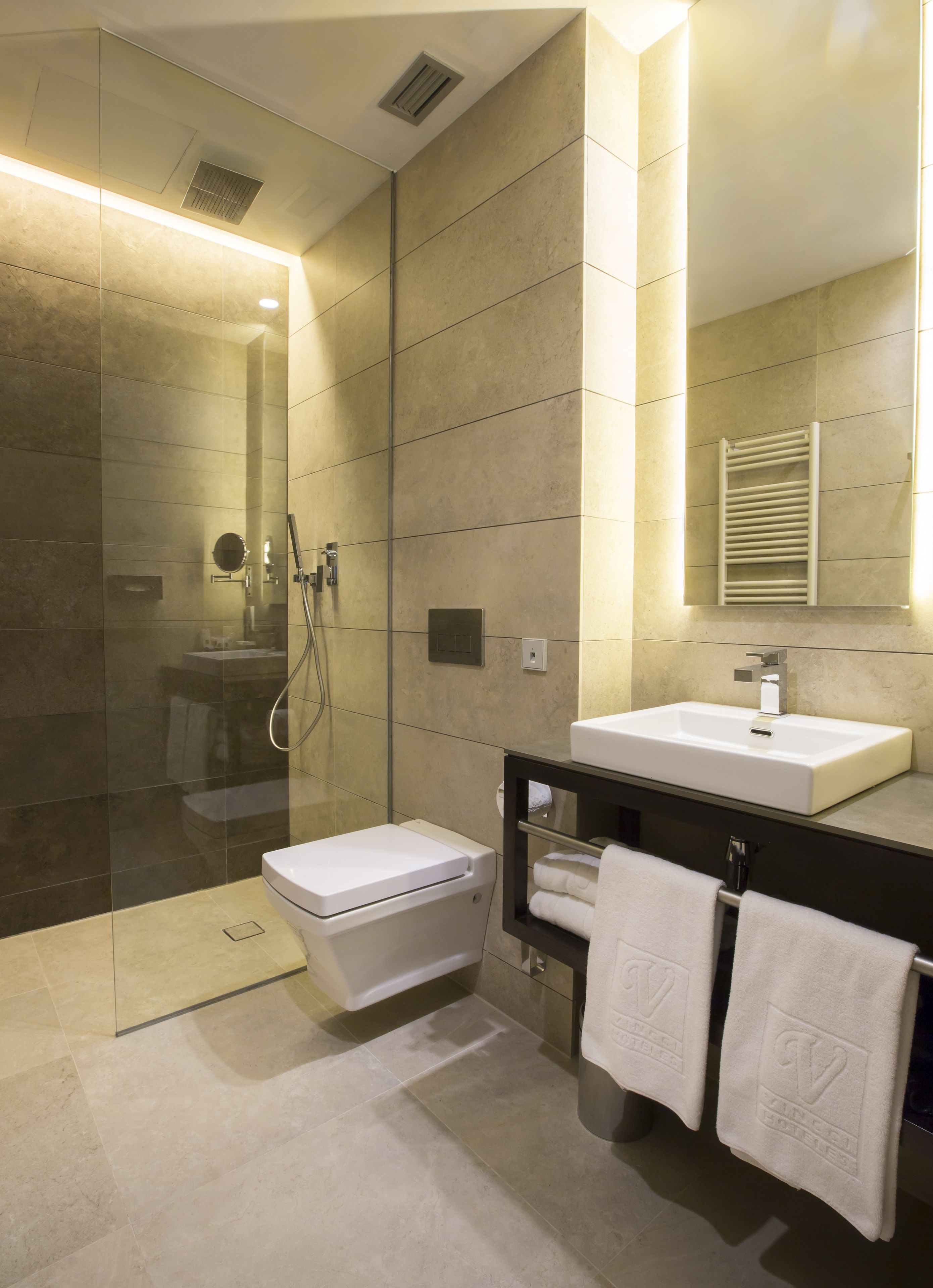 shower, rainfall showerhead, eco-friendly toiletries, hair dryer