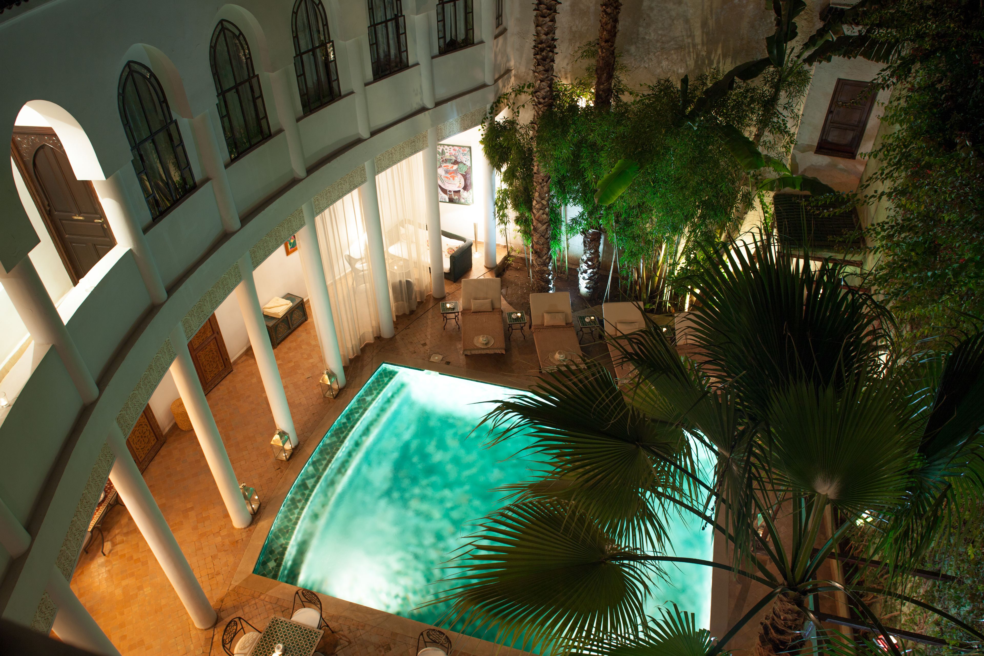 Outdoor pool, sun loungers