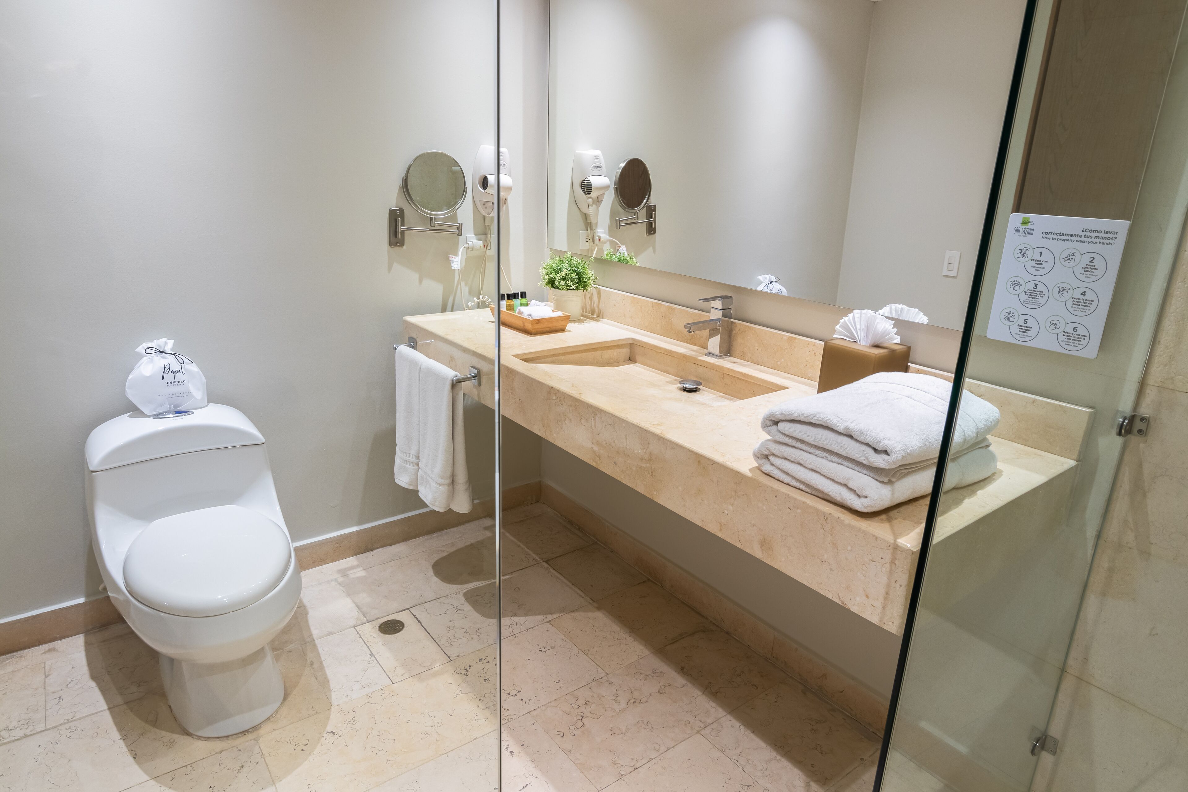 superior twin room | bathroom | shower, designer toiletries, hair dryer, heated floors