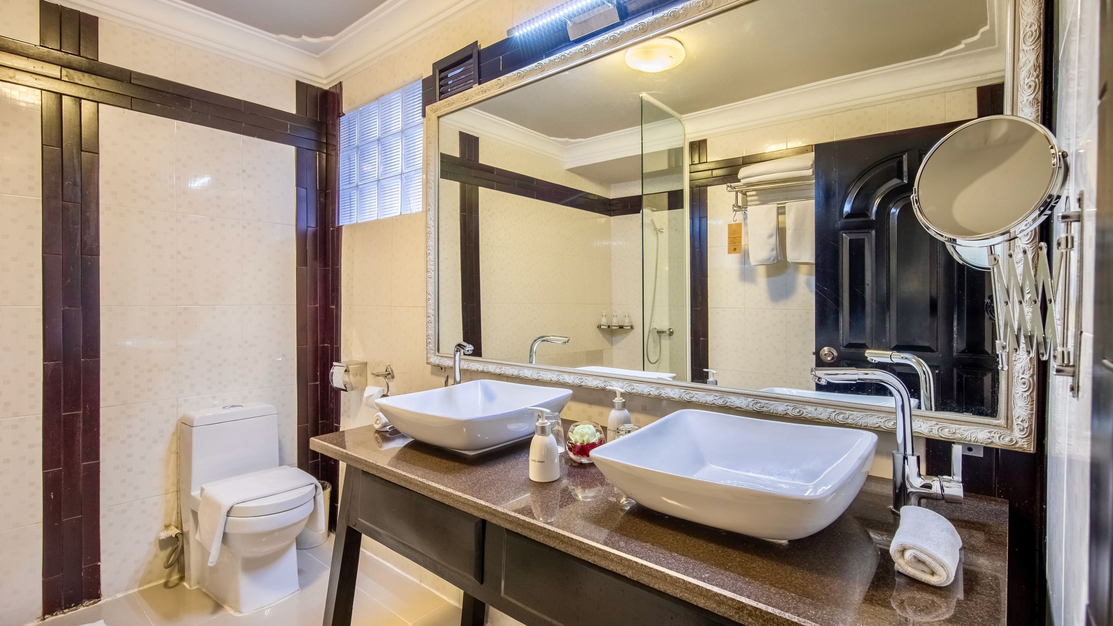 shower, free toiletries, hair dryer, bathrobes