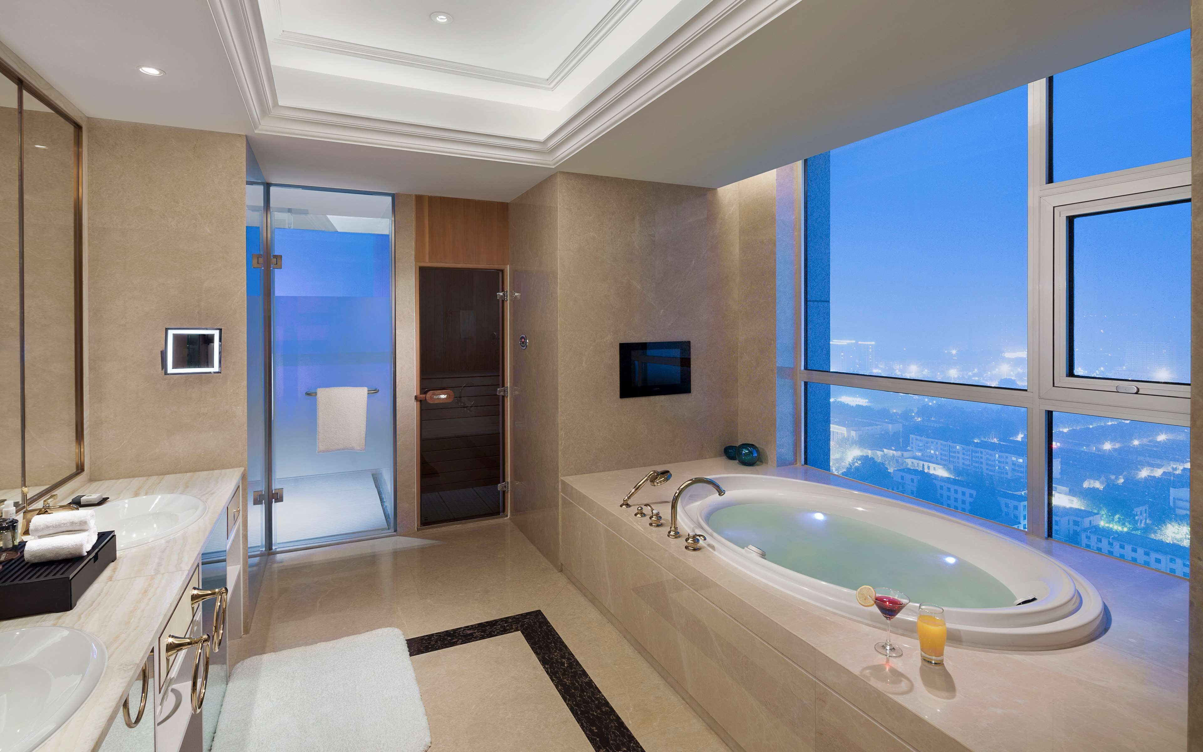 presidential suite | bathroom | separate bathtub and shower, jetted bath, rainfall showerhead