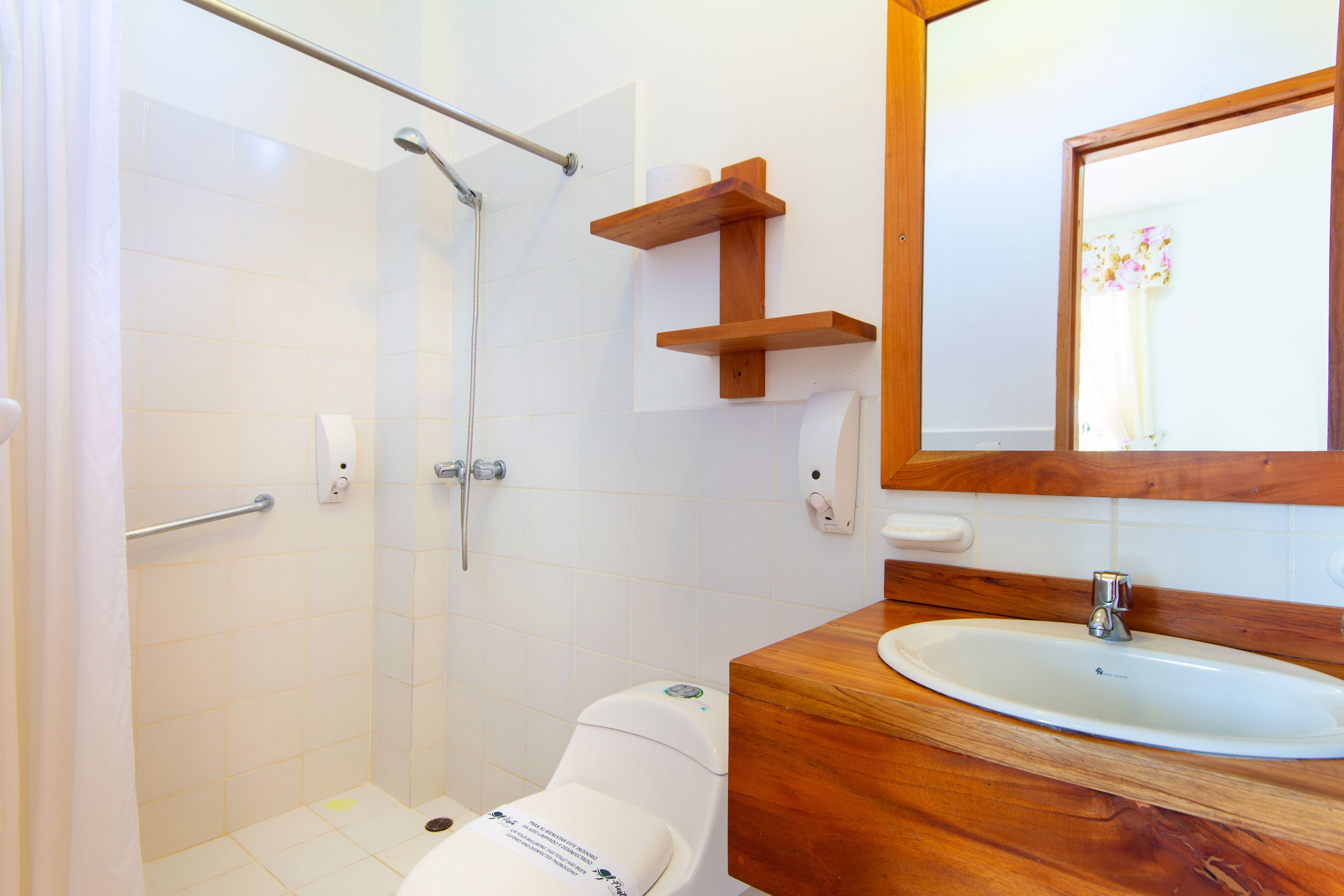 single room | bathroom | shower, hair dryer, towels