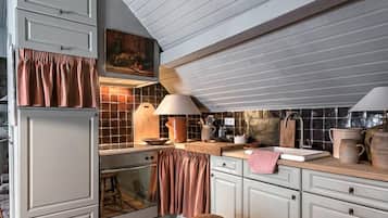 Apartamento City | Cocina privada | Frigorífico, microondas, horno y placa de cocina