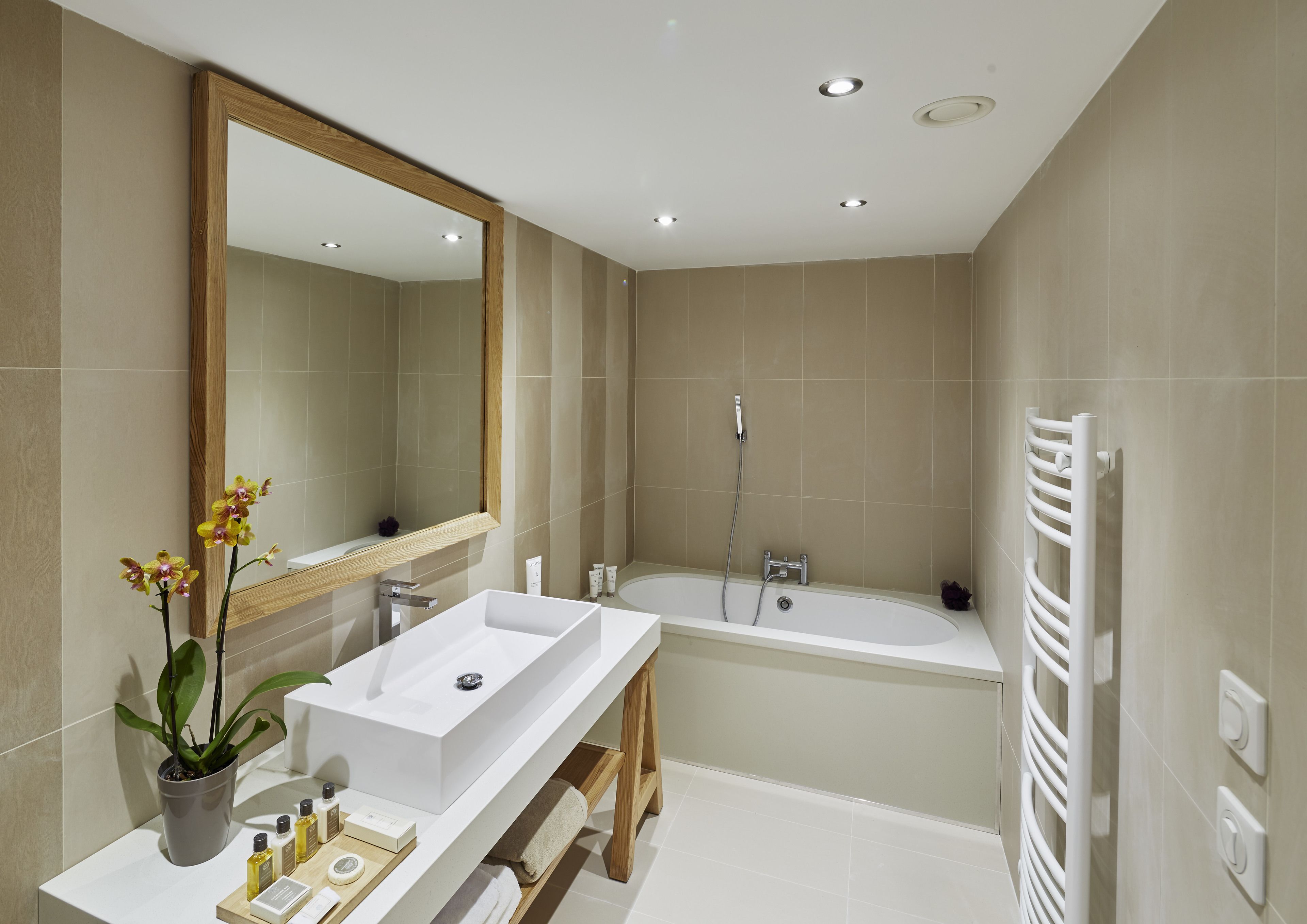 free toiletries, hair dryer, towels