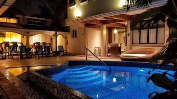 Outdoor pool, open 8:00 AM to 10:00 PM, sun loungers