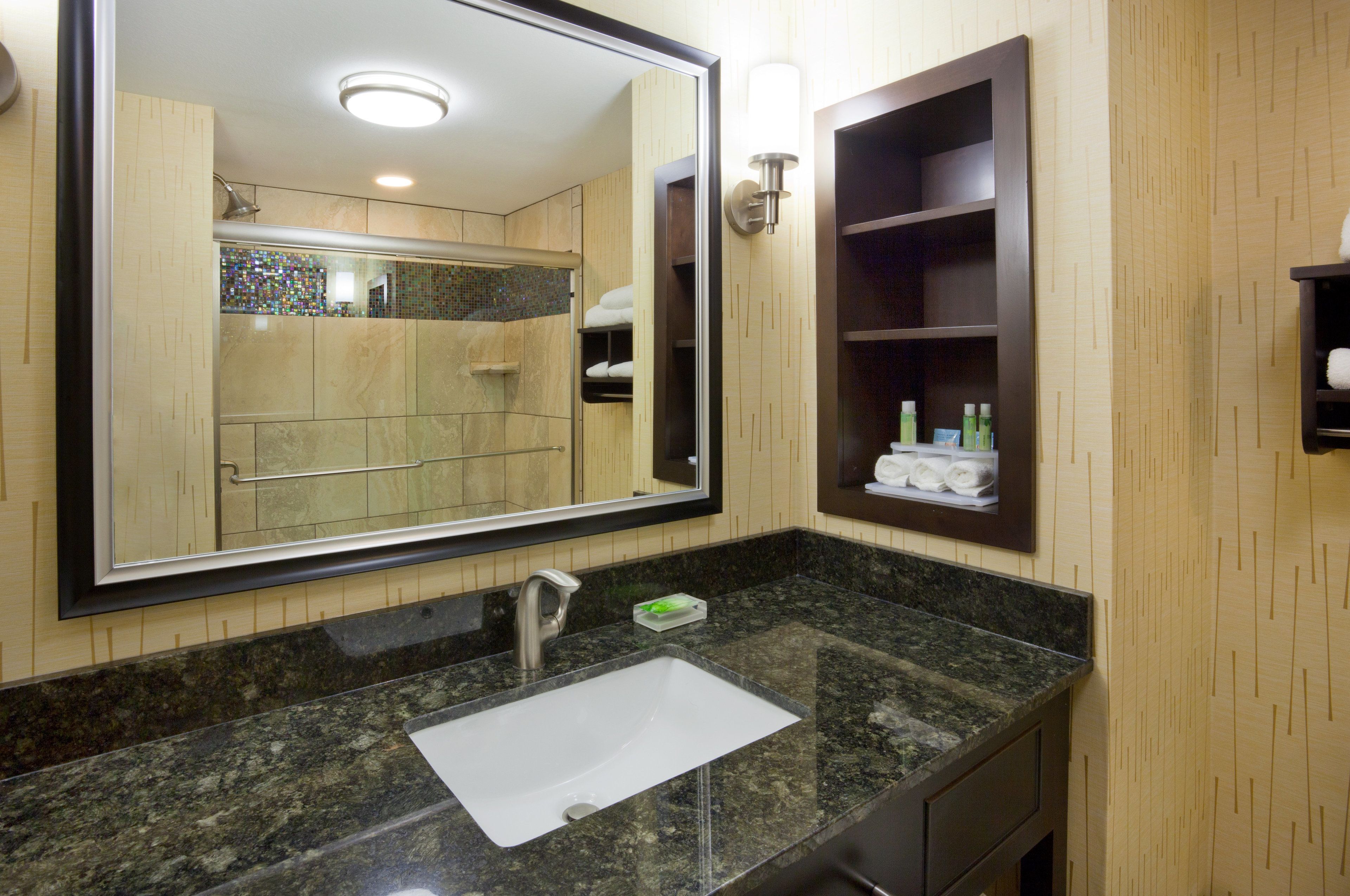 free toiletries, hair dryer, towels