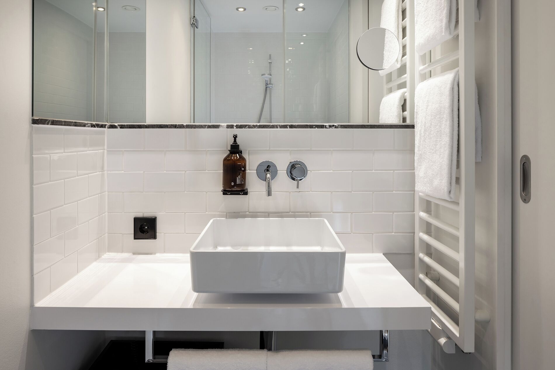 free toiletries, hair dryer, towels