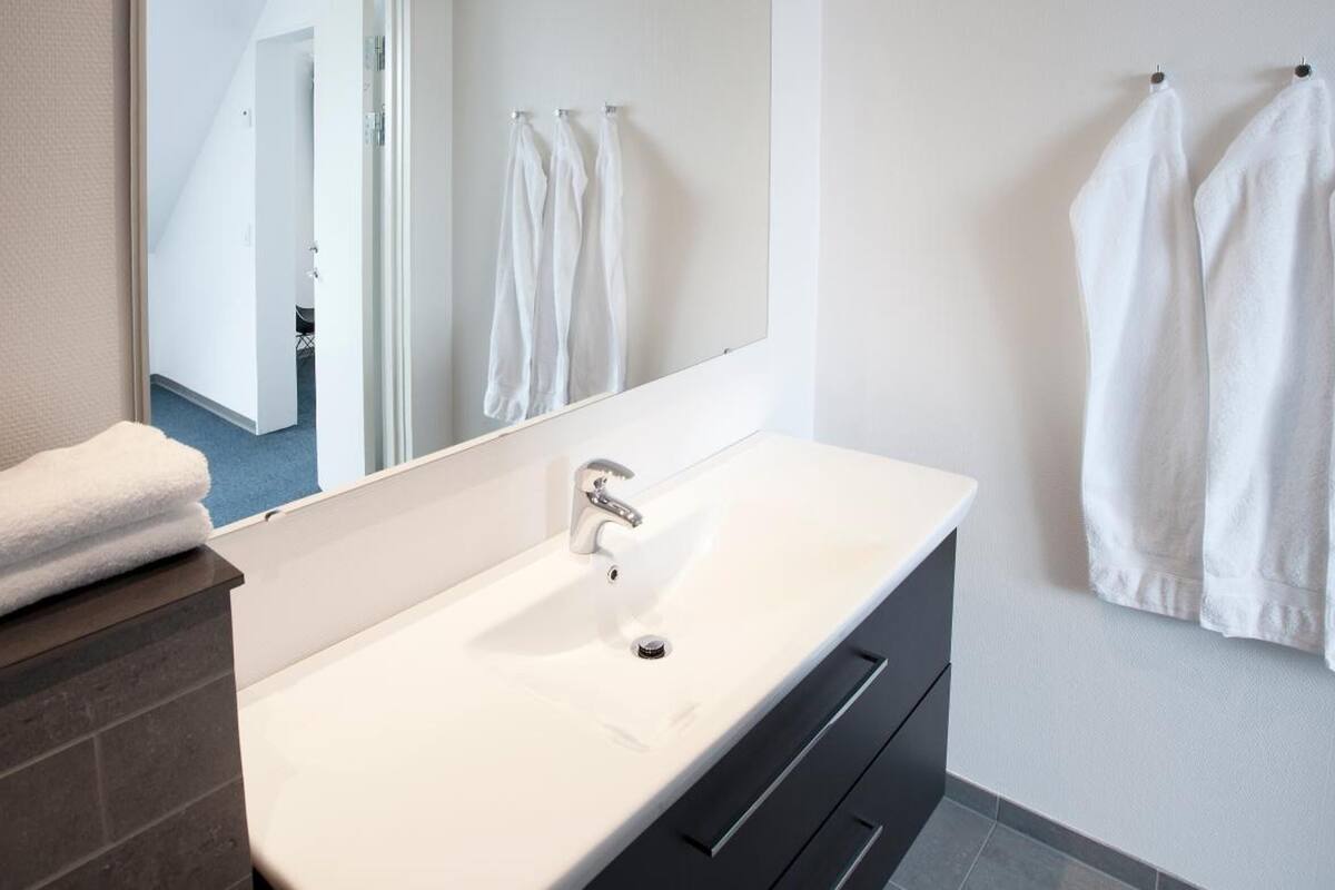 shower, free toiletries, hair dryer, heated floors