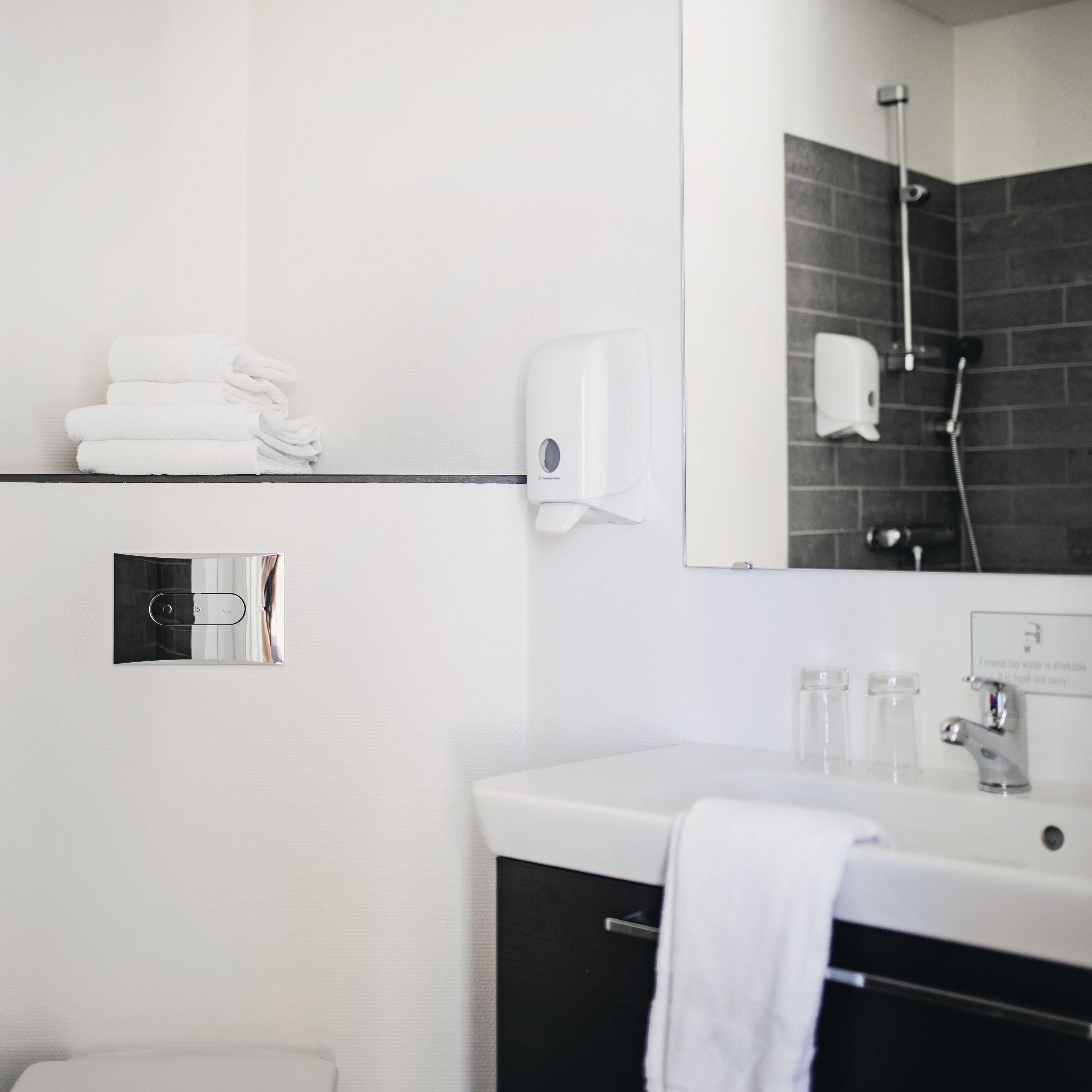 shower, free toiletries, hair dryer, heated floors