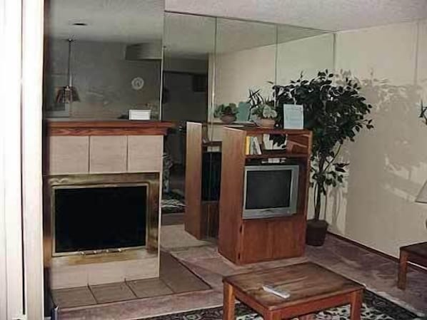 TV, fireplace