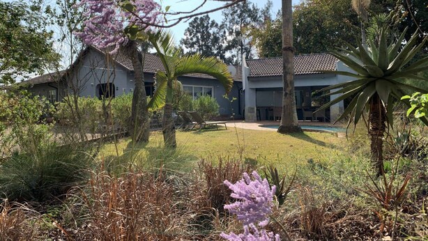 A house with a garden, a pool, and a large tree. - Ilanda Guest House (Mbombela)