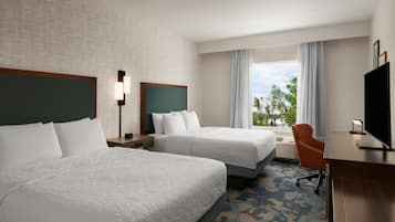 Room, 2 Queen Beds, Non Smoking, Refrigerator | In-room safe, desk, laptop workspace, blackout curtains
