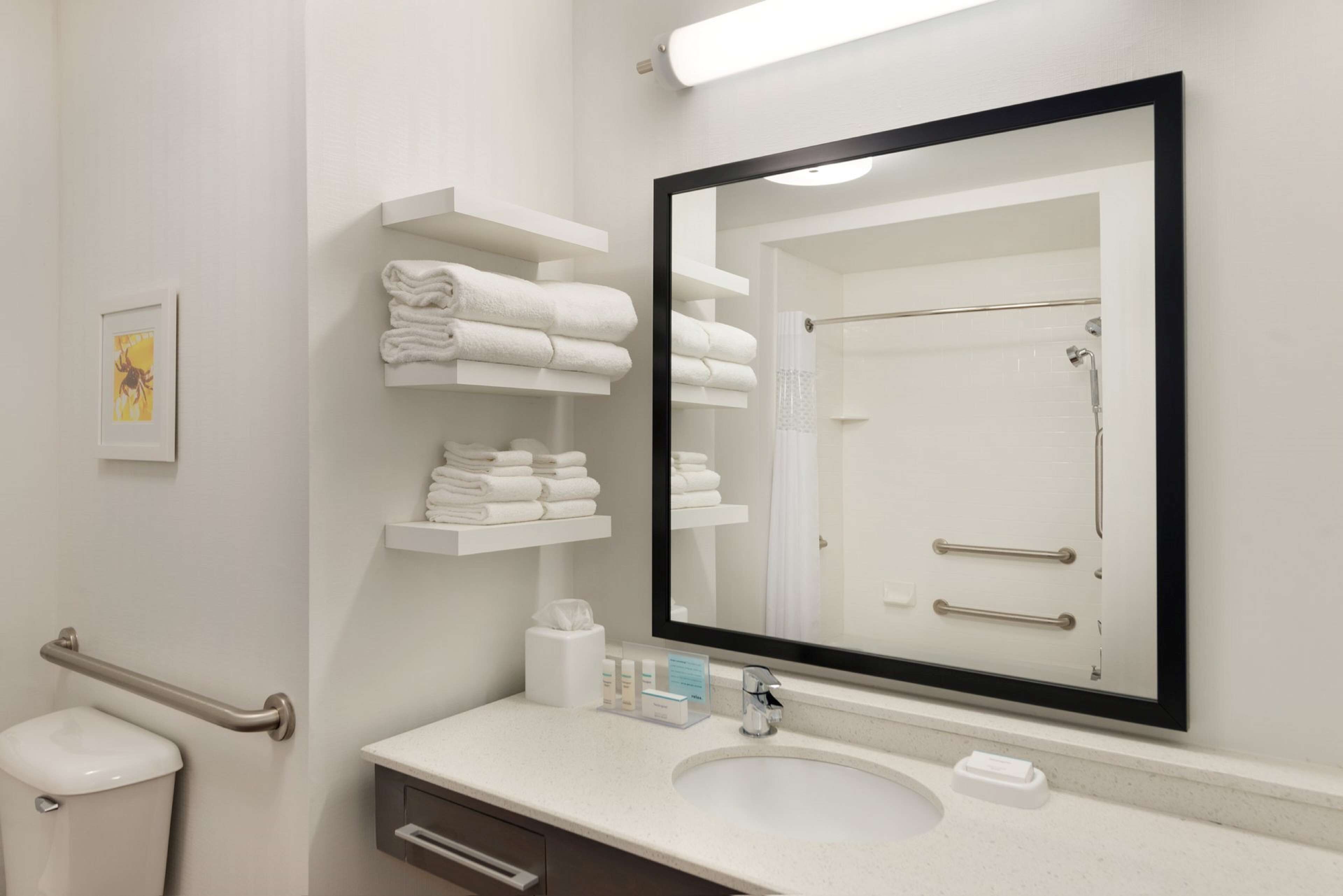 free toiletries, hair dryer, towels