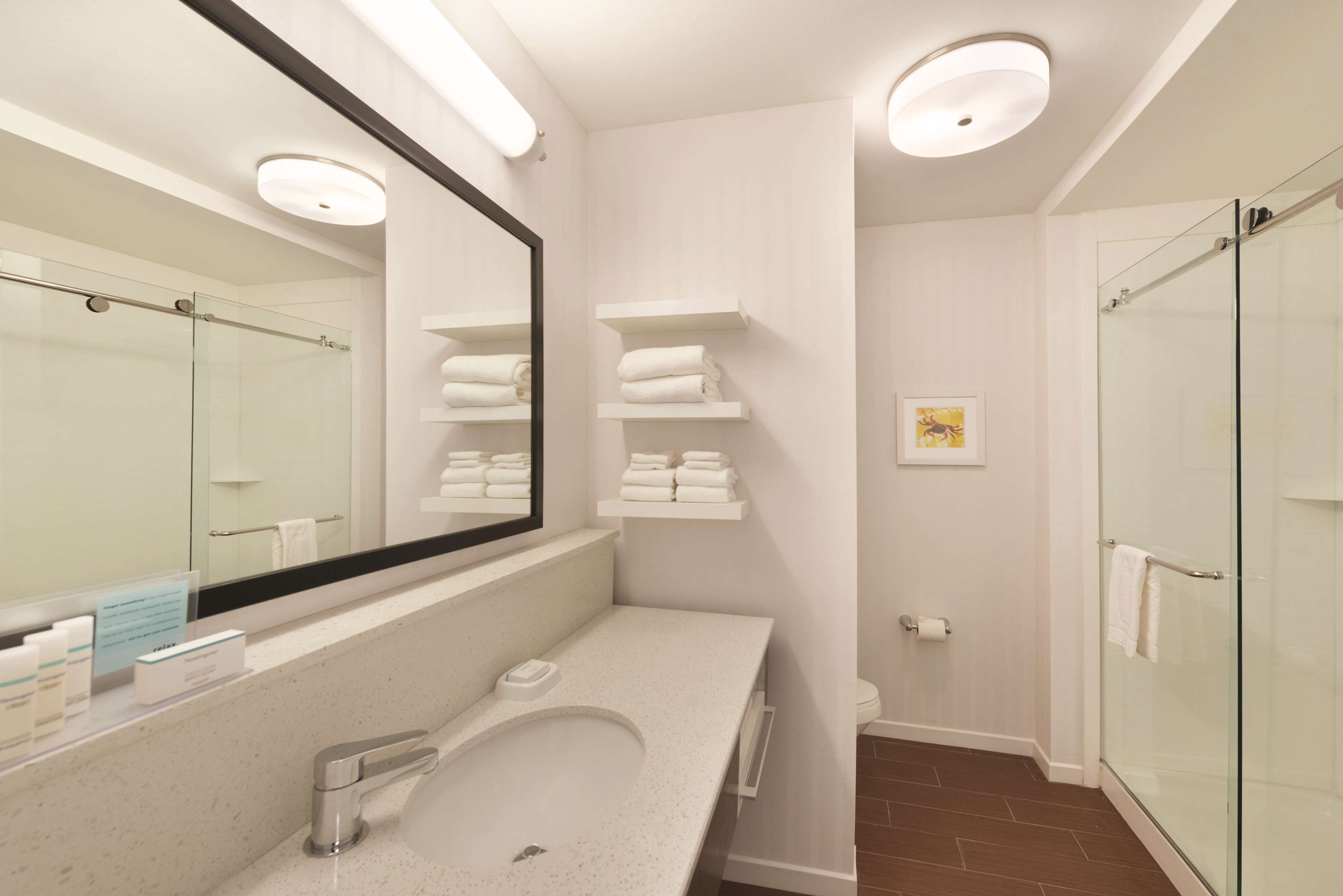 free toiletries, hair dryer, towels