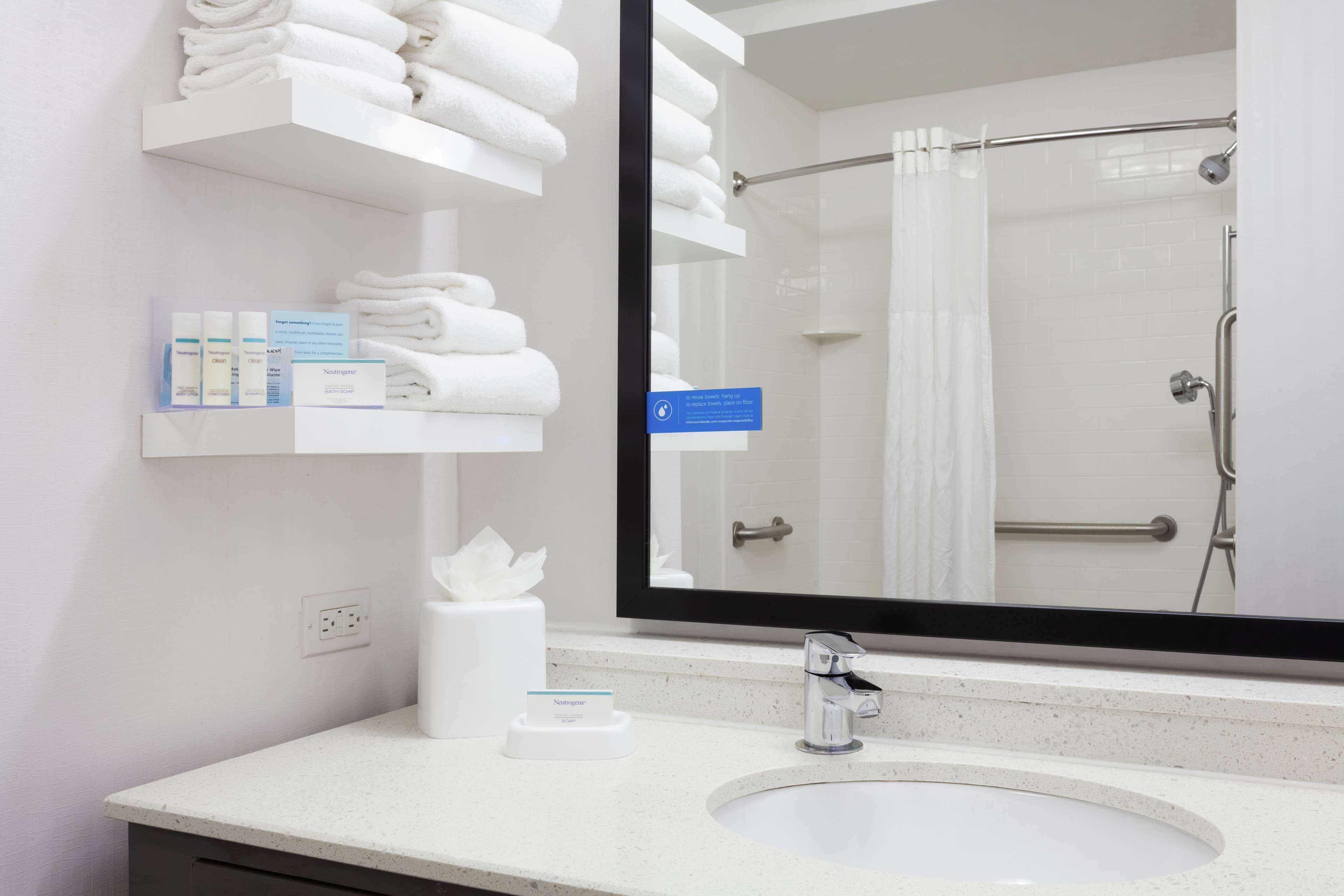 free toiletries, hair dryer, towels