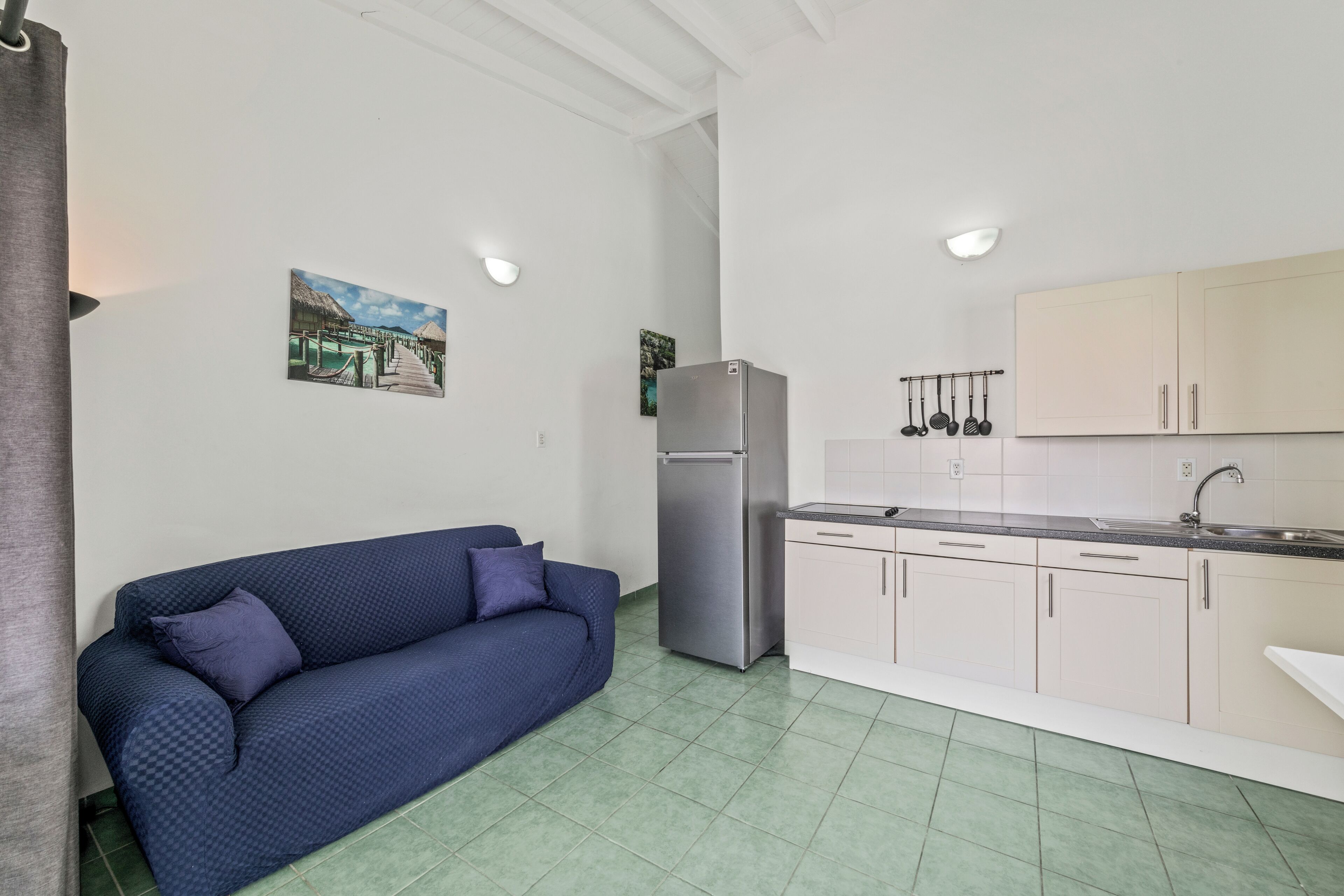 apartment, 1 bedroom, pool view | private kitchen | full-sized fridge, stovetop, coffee/tea maker, electric kettle