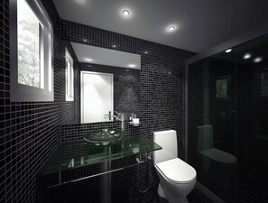 Double Room | Bathroom | Shower, hair dryer, bidet